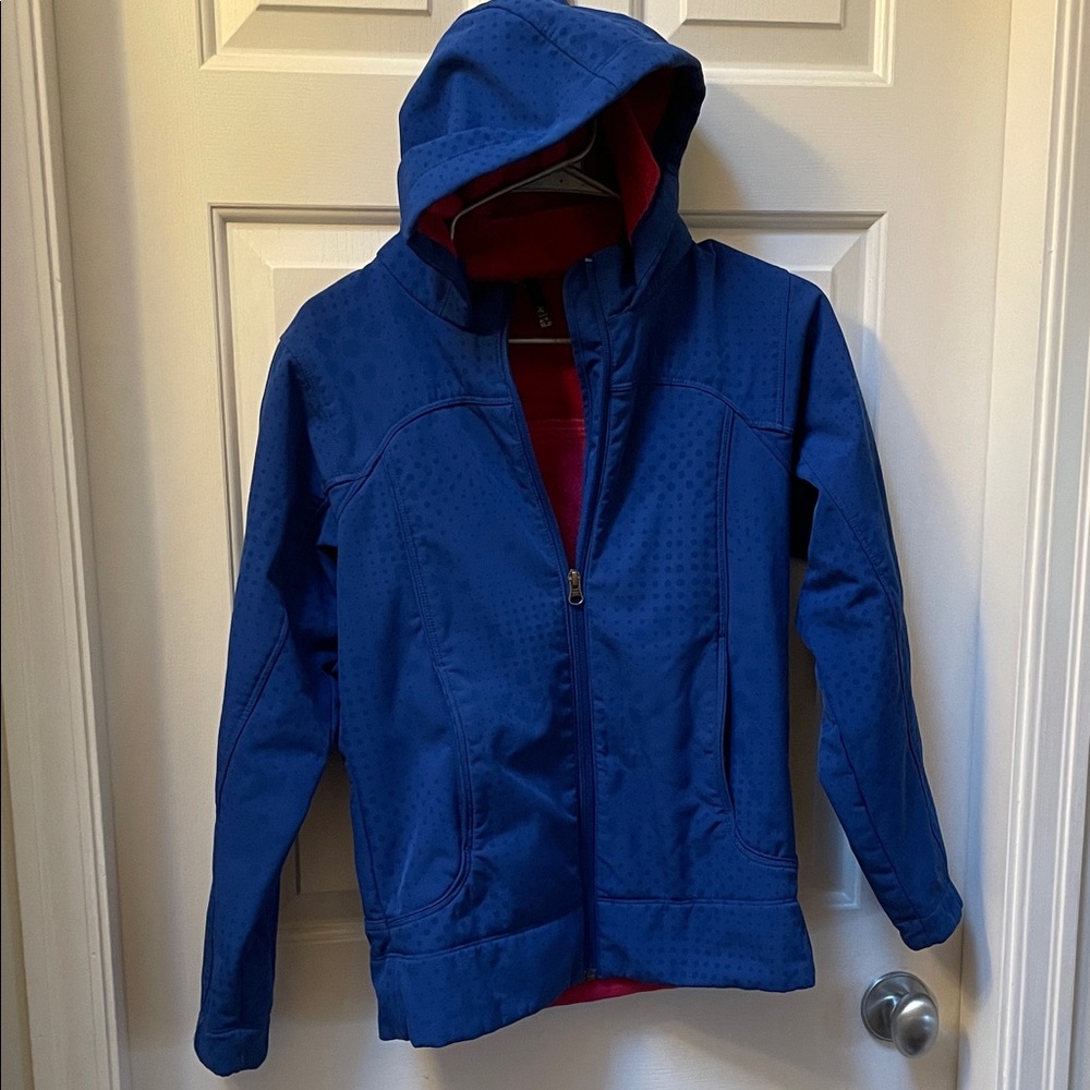 Blue Hooded Jacket with Pink Fleece Lining